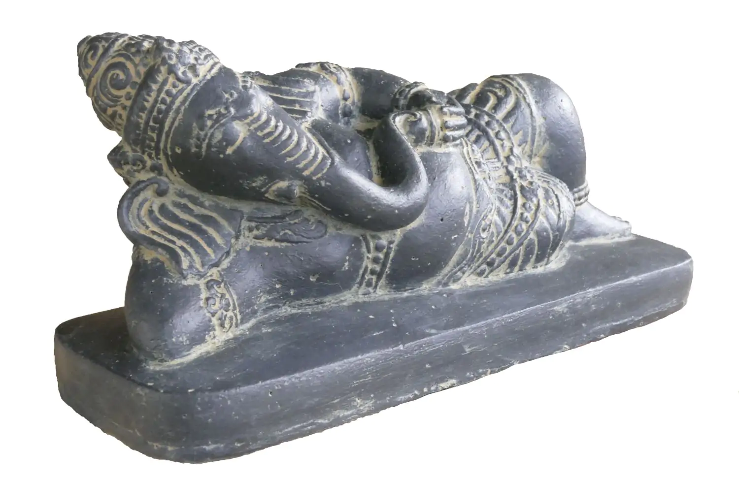  Product image 3 of the product “Ganesh, reclining, 20 cm H, cast stone, antique finish ”